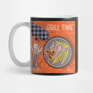 Grill Time on Orange Background Mug